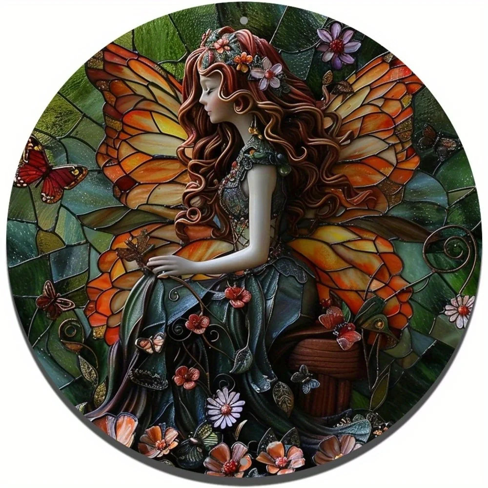 

Round Aluminum Sign, Classic Spring Fairy Theme, Farmhouse Wall Art Decoration, Ideal for Home, Office, Cafe, Outdoor Decor