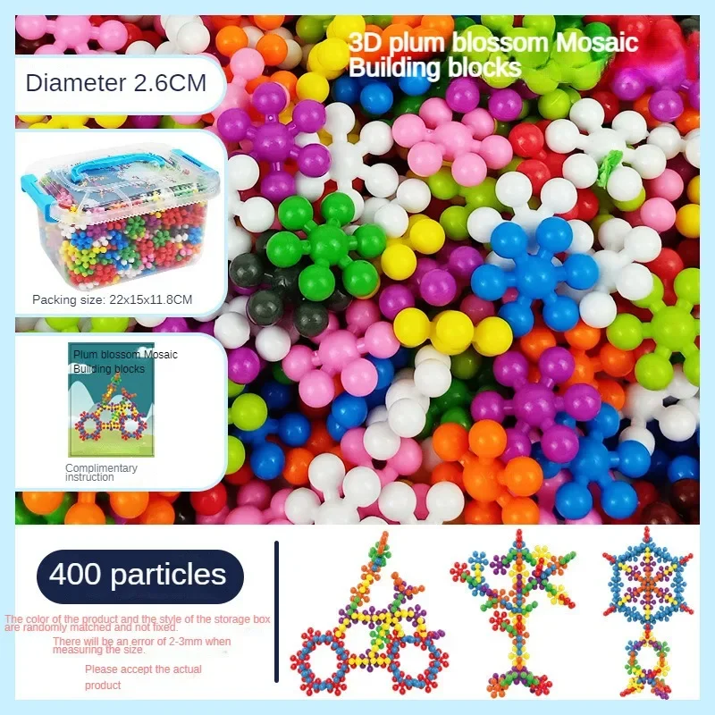 Plum Blossom Building Blocks 3D Snowflake Building Blocks DIY Interlocking Puzzle Education Plastic Assembly Building Toys