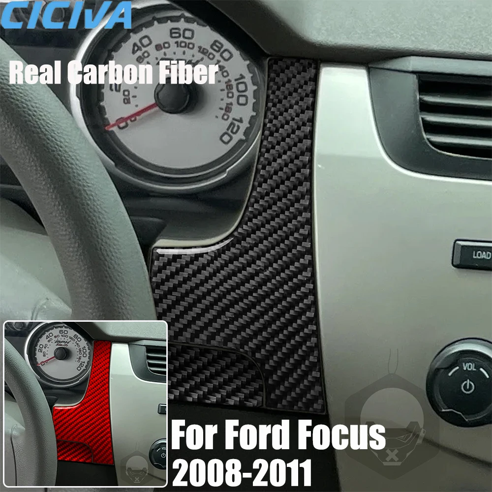 Acessórios de carro de fibra de carbono real velocímetro painel guarnição capa adesivo macio para ford focus mk2 s/se/ses/sel 2008 2009 2010 2011