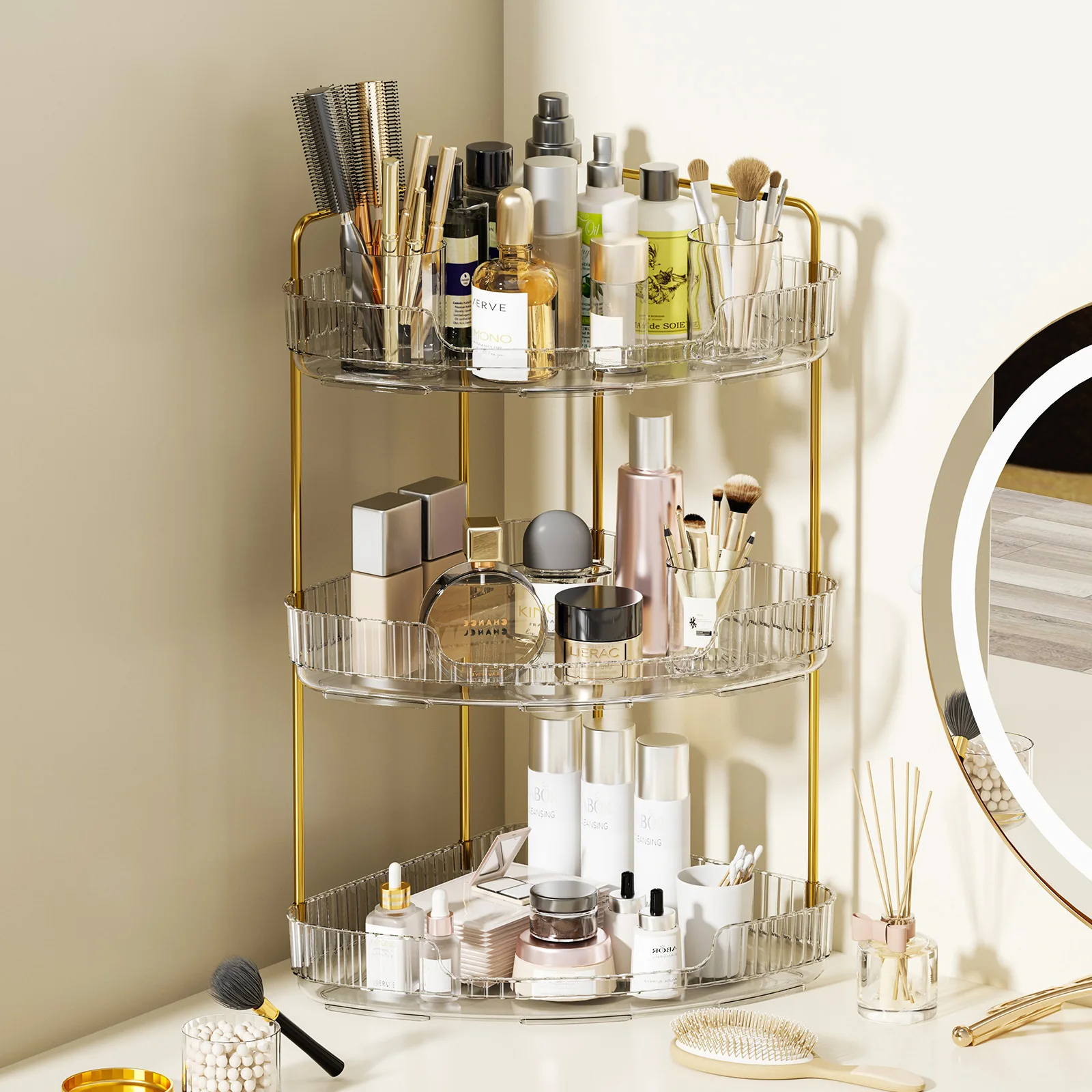 Desktop cosmetics storage box multi-function plastic skin care products rack bathroom storage rack multi-layer
