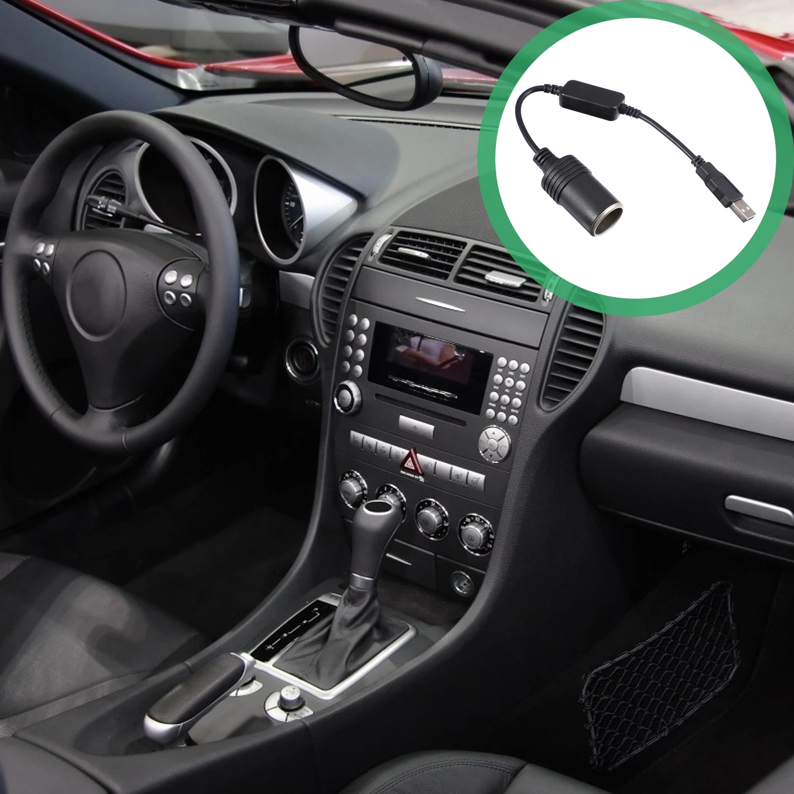 

5V Power Converter Adapter Car USB to 12V Cigarette Lighter Socket Boost Circuit Stable Output for Dash Cam Black