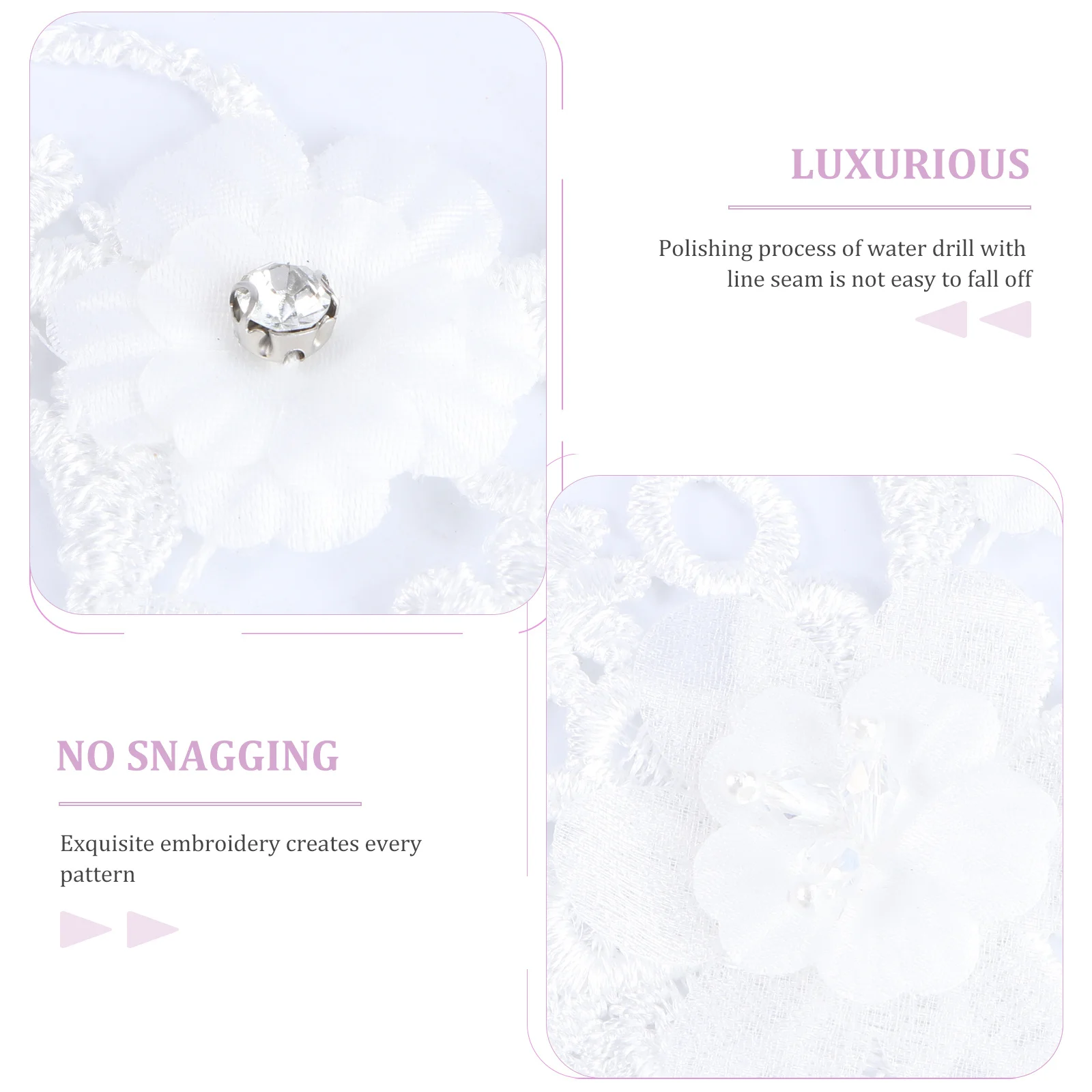 

1Pair Premium Polyester Flower Lace Trimming Ribbon Bright White DIY Craft Decor for Wedding Party Favor Costume Sewing Home