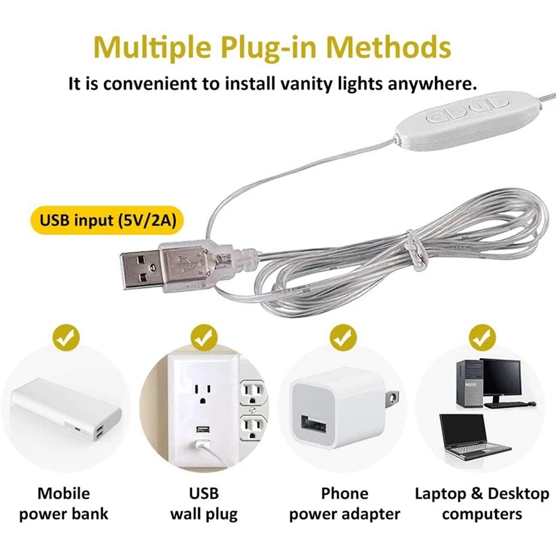 LED Vanity Mirror Lights With 10 Dimmable Bulbs 3 Color Modes, Makeup Lights For Dressing Table Mirror, Bath Mirror