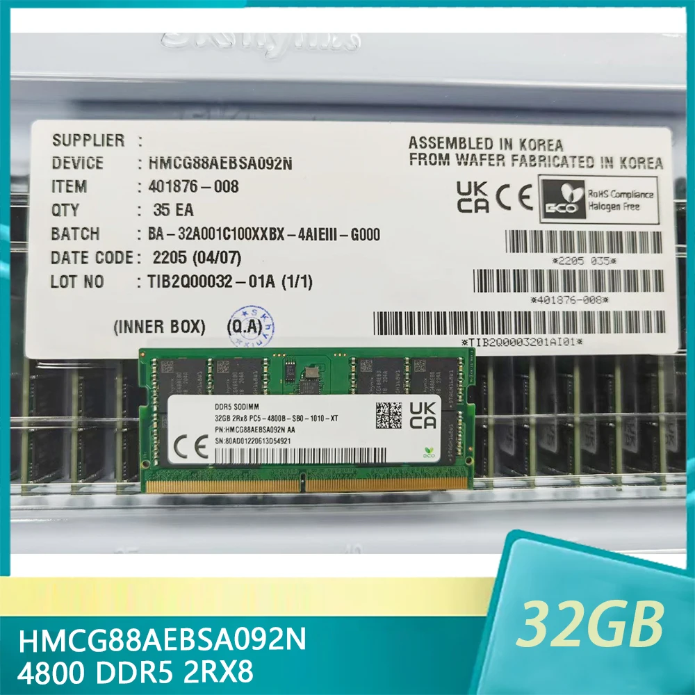 

1 шт. Оперативная память HMCG88AEBSA092N 32 ГБ 32G 4800 DDR5 2RX8 4800B для ноутбука