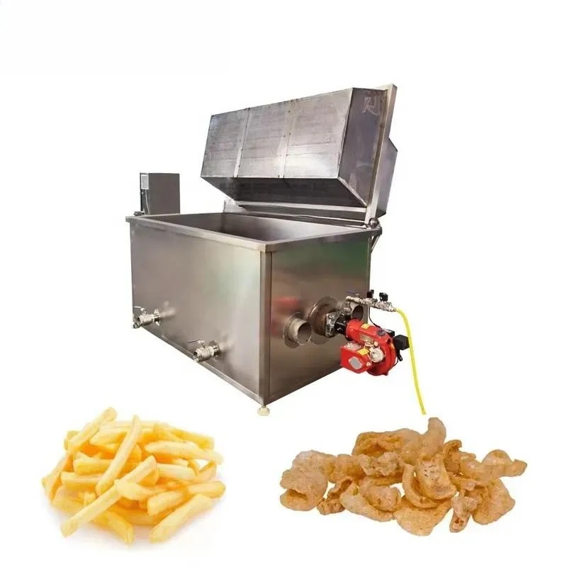 Commercial Electric Batch Fryer for Potato Chips and Pig Skin Semi Automatic Stirring and Unloading with Trade Basket