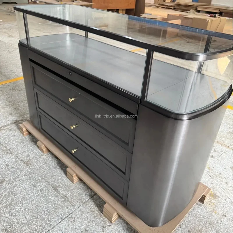 

Customize.Luxury Shop Window Exhibition Counter Custom Metal Glass Jewellery Cabinet Jewelry Display showcase