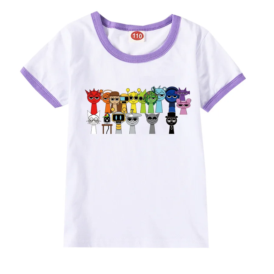 Sprunki Incredibox Kids Horror Game Camiseta de manga curta desenho animado infantil meninas meninos roupas infantis top