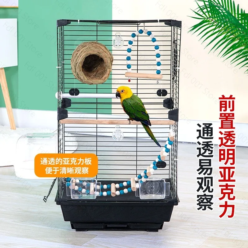 Elevated transparent bird cage, parrot cage, king size family villa, large space ornamental cage