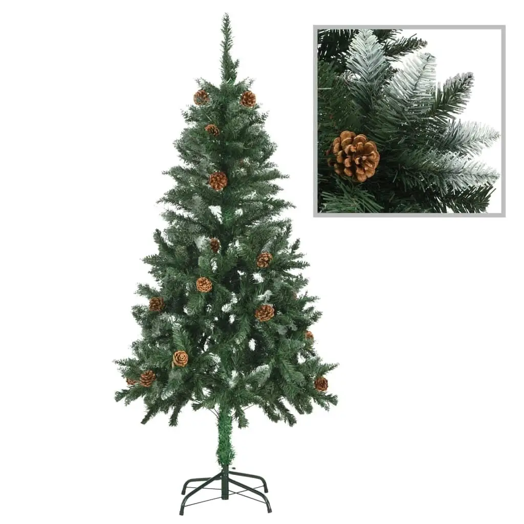 

5ft Artificial Christmas Tree with Pine Cones & Glitter Snow - Festive Holiday Decor