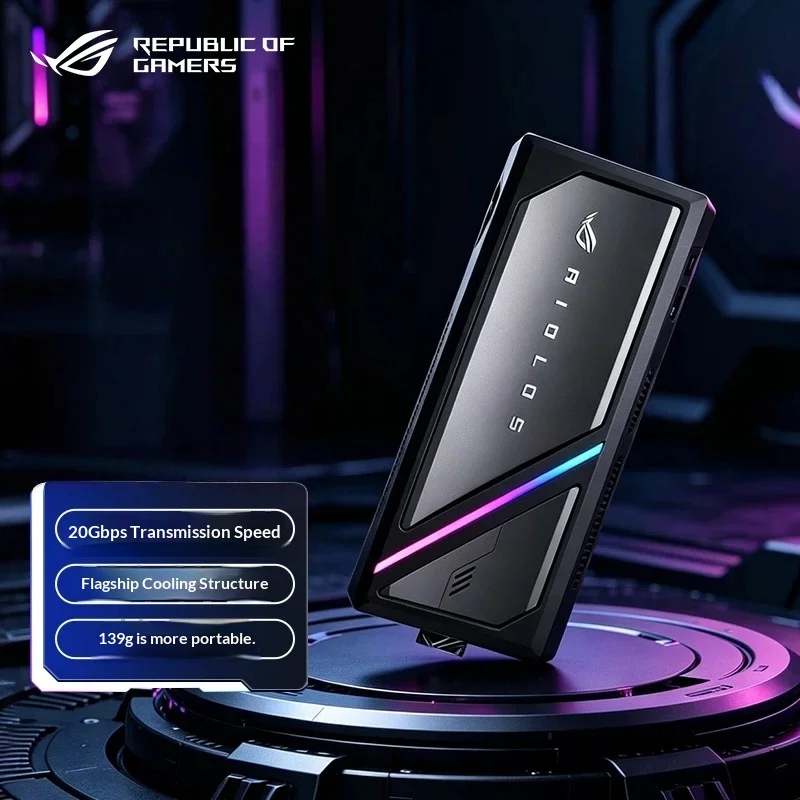 ROG Strix Arion 2 SSD Enclosure Black 20Gbps Flagship Portable SSD Enclosure Compact Portable Minimalist Design RGB Lighting