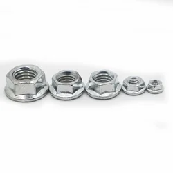 2/5/10/20pcs M3 M4 M5 M6 M8 M10 M12 M14 Metric Galvanized Hex Serrated Flange Nuts Hex Lock Nuts