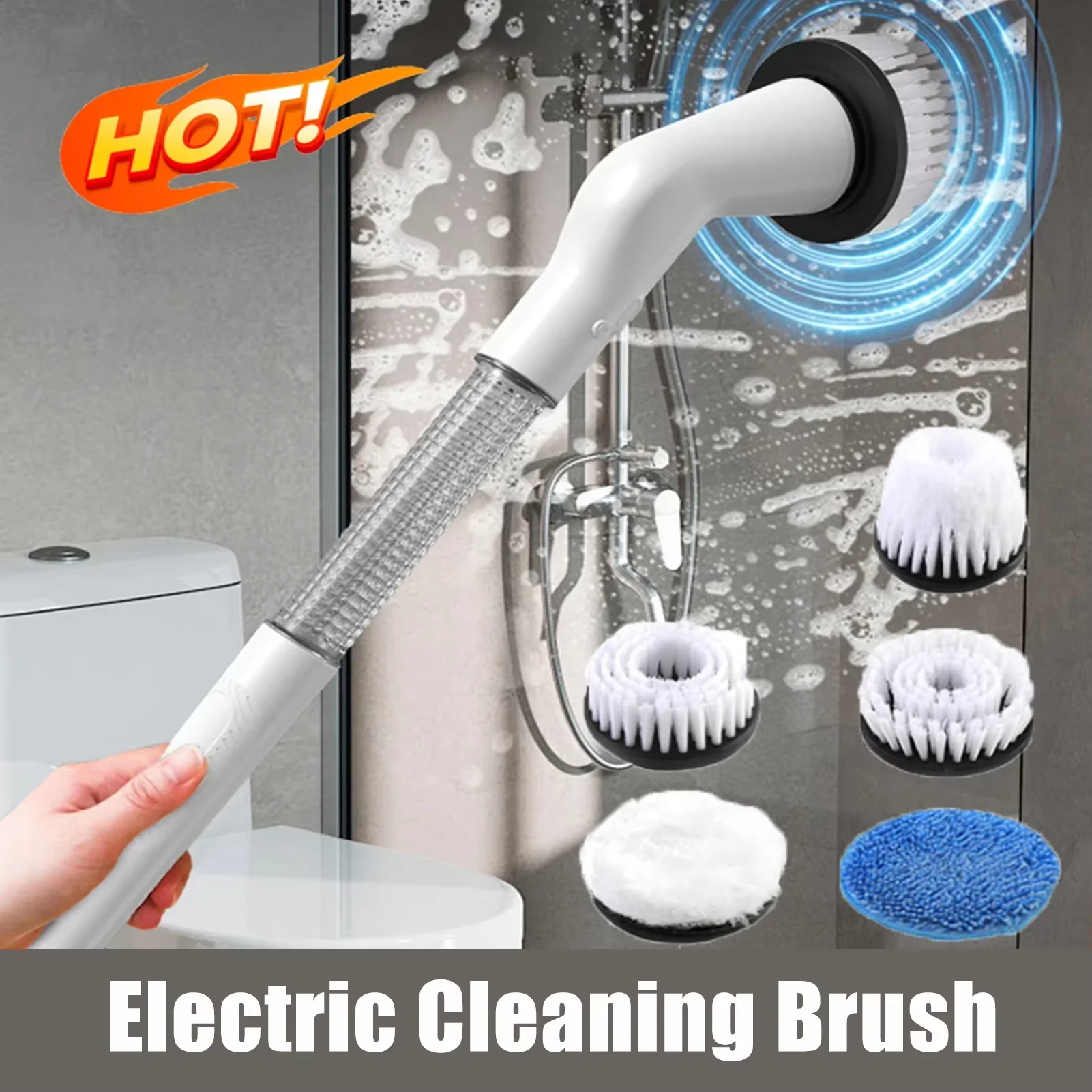 5 in 1 Electric Cleaning Brush Multifunctional Household Wireless Rotatable Cleaning Brush For Bathroom Kitchen Windows Toilet