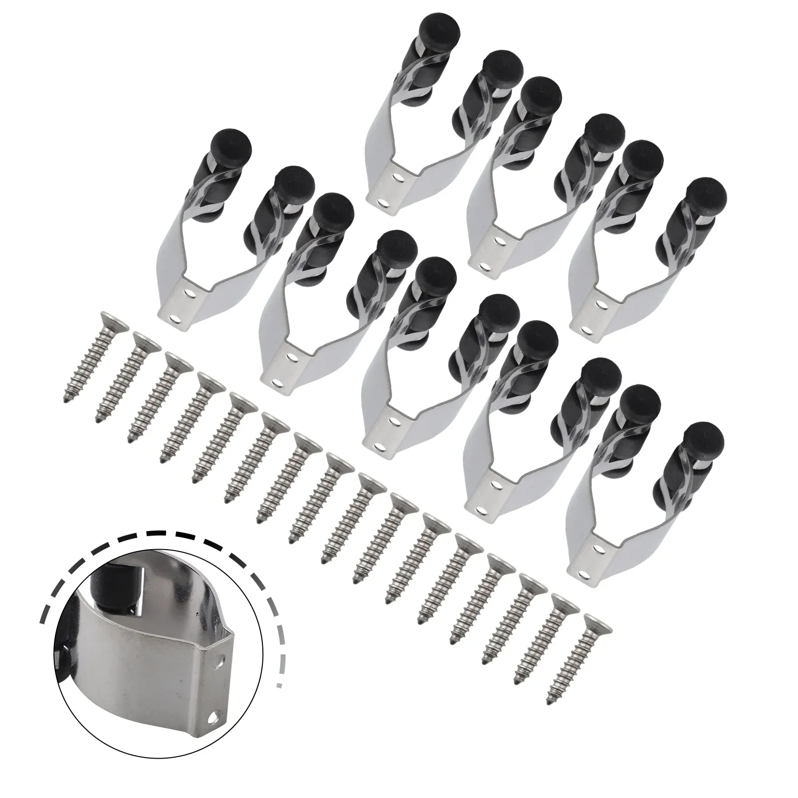 Metal 8pc Pool Cue Clips Wall Mounted Rack Holder Set with Screws for Secure Billiard Cue Storage and Organization