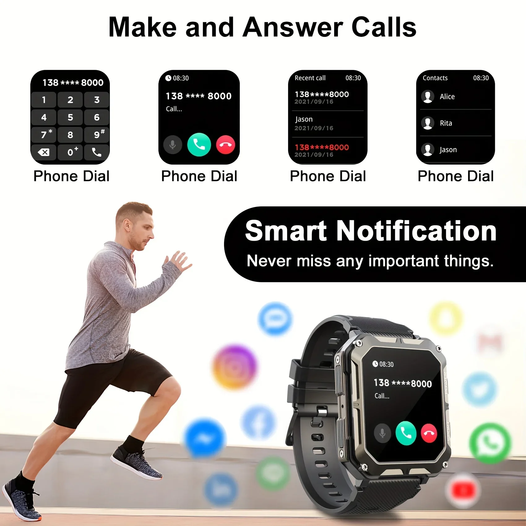 2024New Smart Watch, High Definition, Suitable for IPhone and Android, Waterproof/can Receive and Make Calls, 100+ Sports Modes