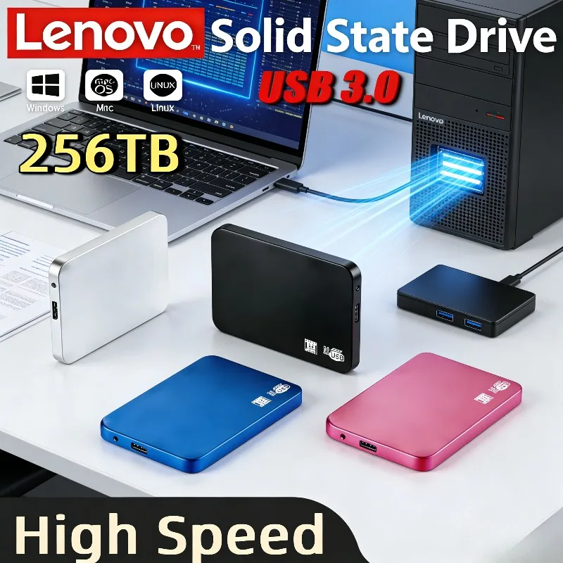 

Внешний корпус для SSD-накопителей Lenovo 256 ТБ, высокоскоростной, с кабелем USB 3.0, из ABS-пластика