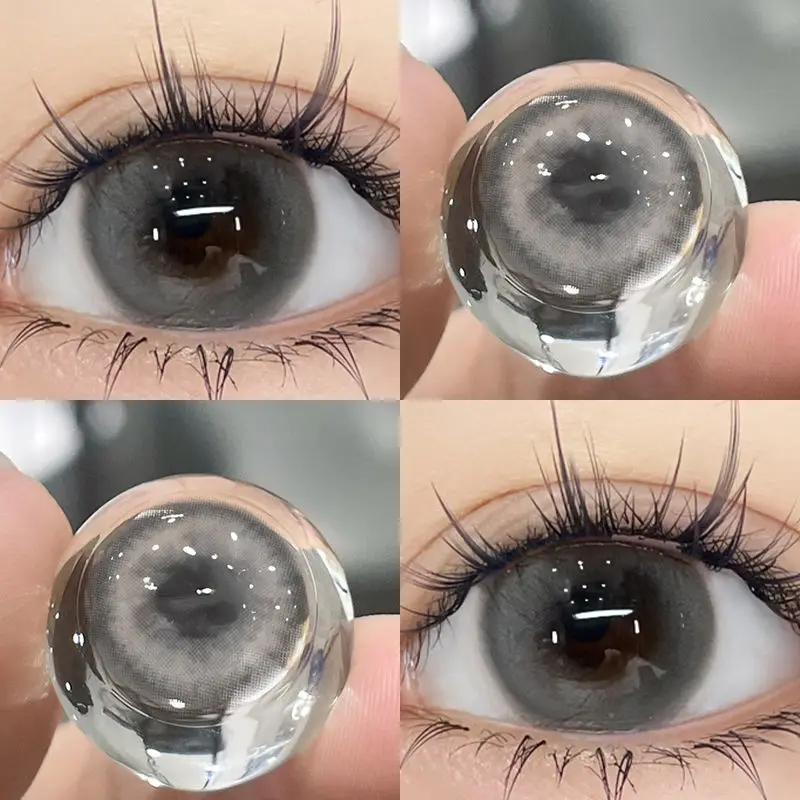 DUOXIU 2Pcs Yearly Color Colored Contact Soft Circular Lenses Beauty Pupil Gray Brown Eyes Black Makeup Blue Lens Fast Shipping