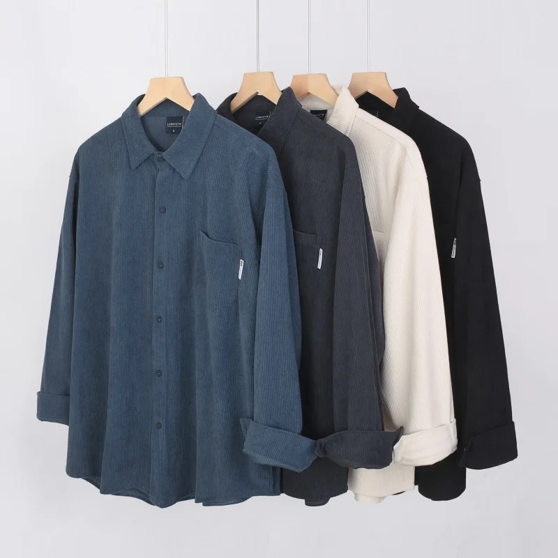 

Ретро японский Sle Long Sve свободный повседневный вельветовый утюг мужская весенне-осенняя цветная рабочая одежда Топ модная одежда