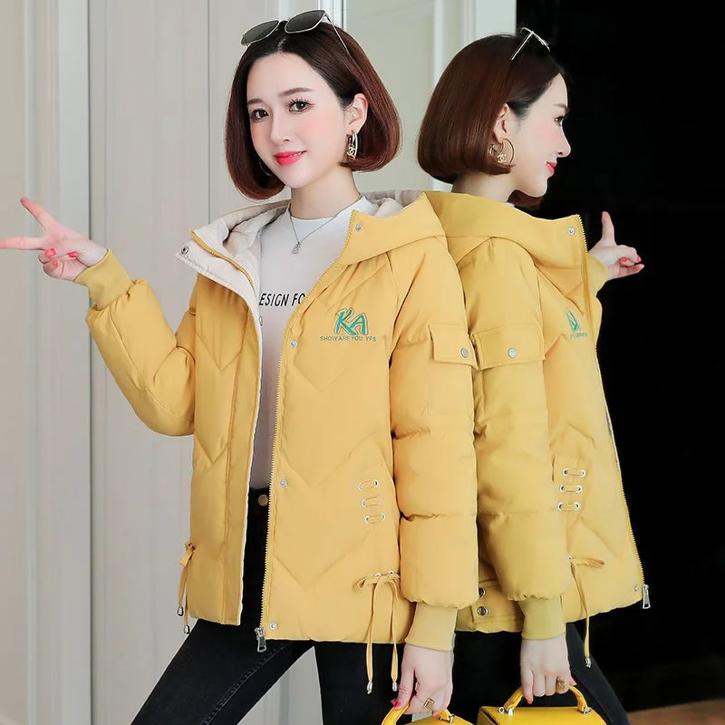 2023 New Women Down Cotton Coat Winter Jacket Femalethe North Parkas Short Hooded Cotton Padded Outwear Loose Overcoat