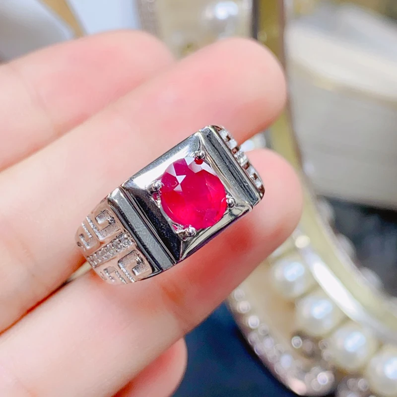 Natural Ruby Rings for men silver 925 jewelry luxury gem stones 18k gold plated free shiping items