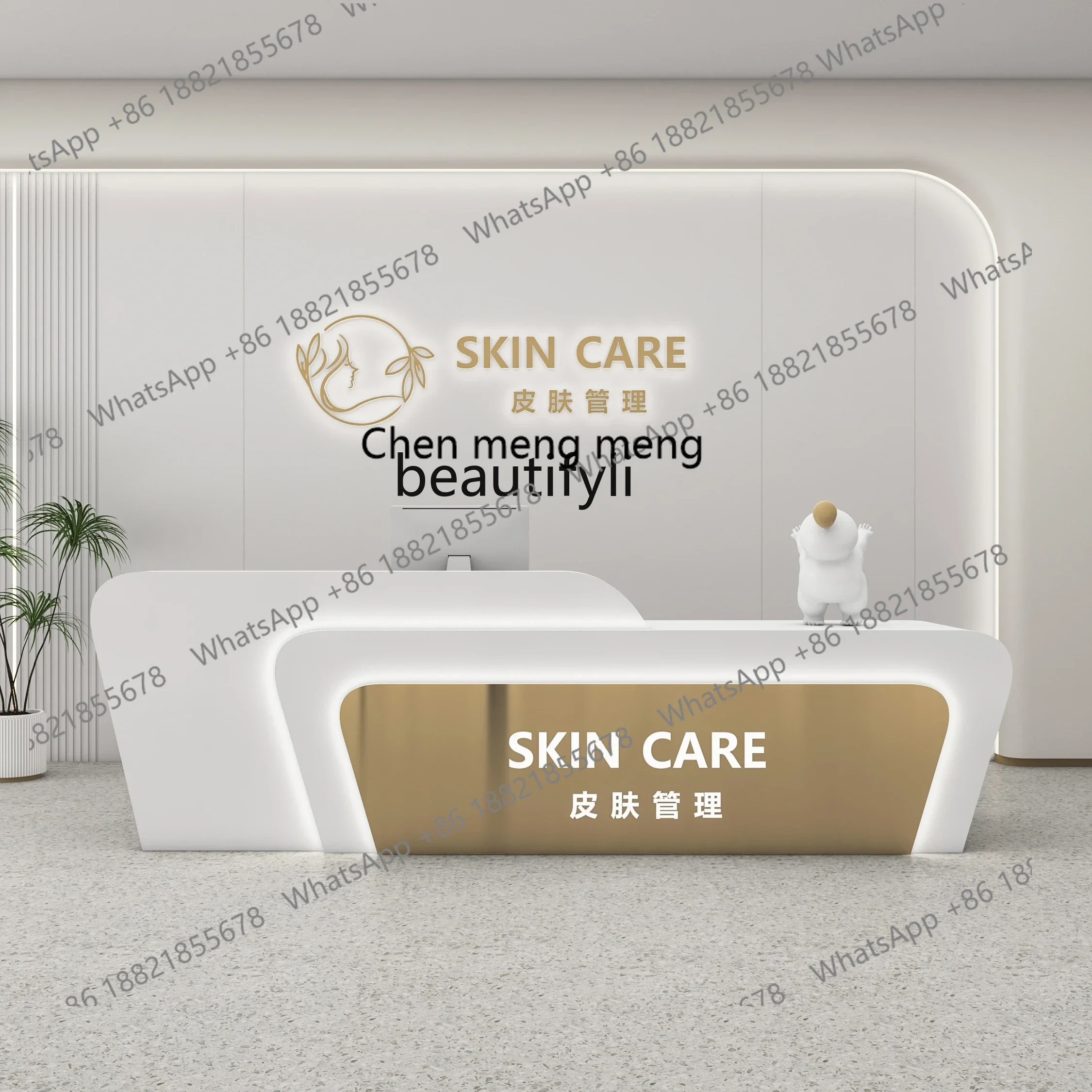 G153 Beauty salon Stainless steel checkout page Company front desk Dental bar counter Training institution Reception desk