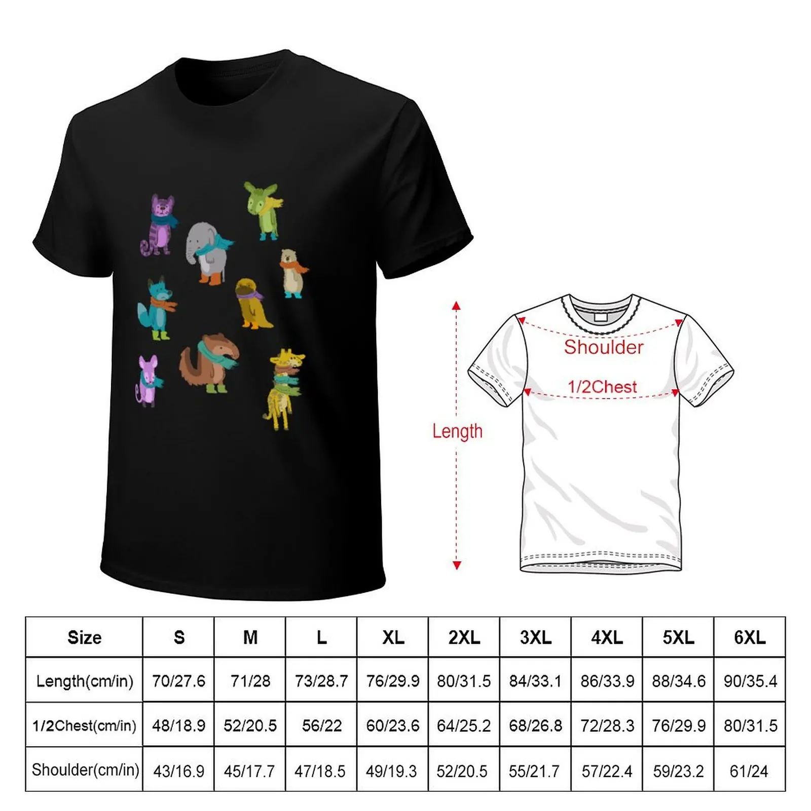 sad and indifferent animals wearing scarves T-Shirt Functional Casual Short Sleeve Tee