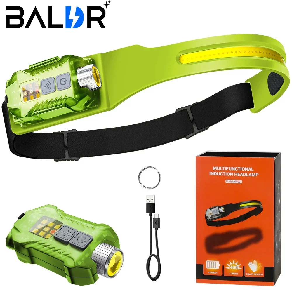 

BALDR XW005 Green LED Sensor Headlamp Multifunctional Rechargable Headlight Head Torch Built-in Battery Fishing Camping Lantern