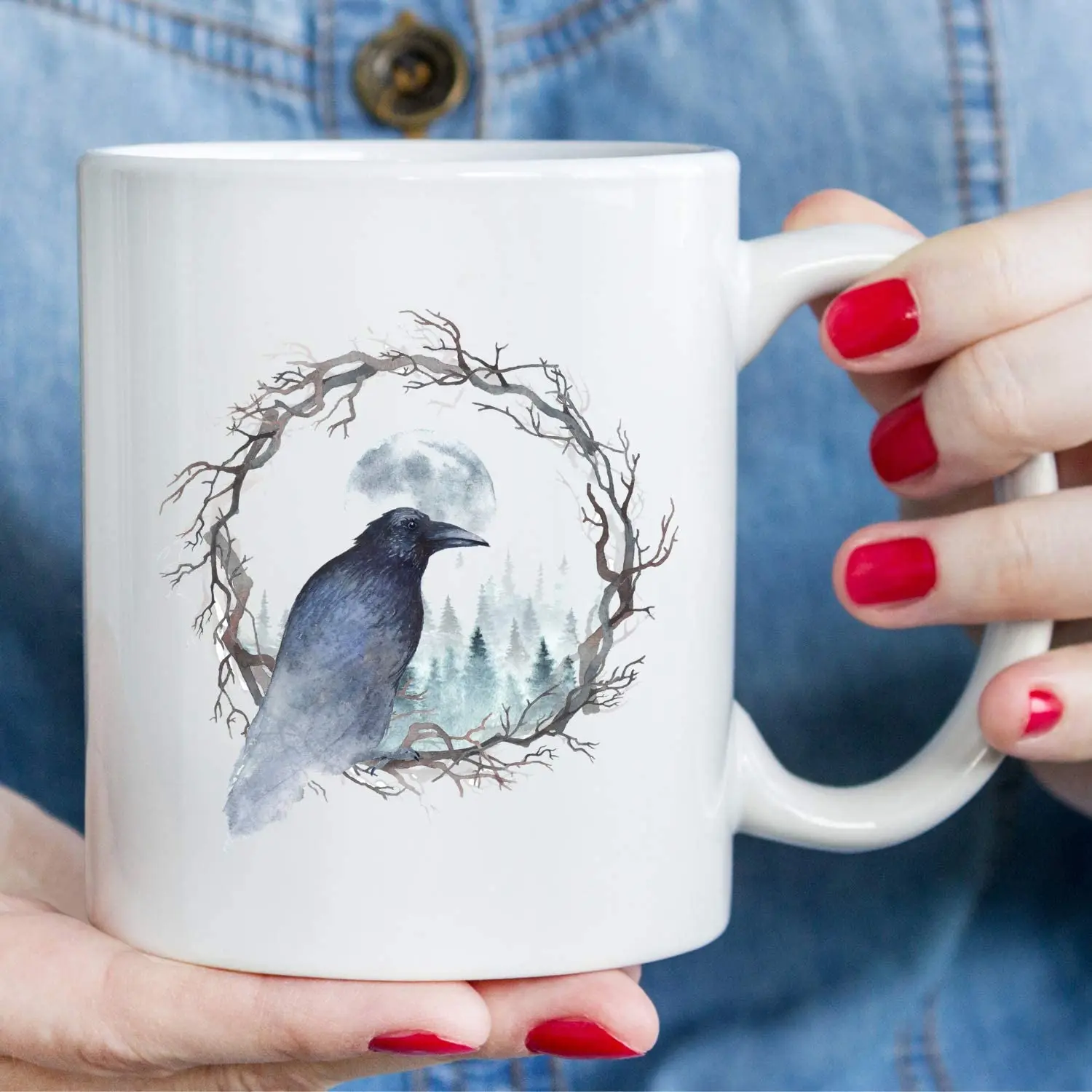 Gothic Raven Mug - Coffee Cup Gift for Lovers of Goth Decor, Ravens and Crows