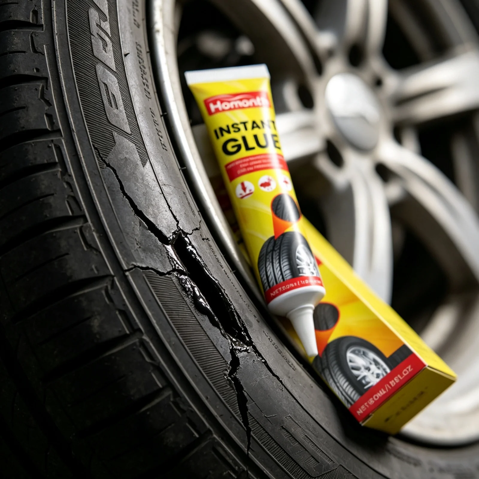 Tire Repair Glue Quick-Dry Waterproof Fills Crack Gap Sidewall Puncture Strong Bonding Rubber Tire Maintenance Sealing Adhesive