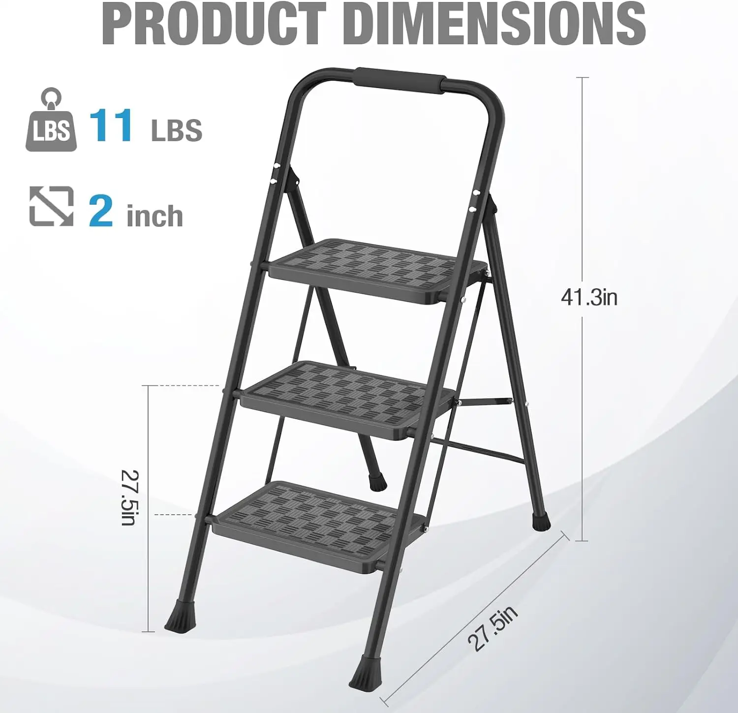  3 Step Ladder 3 Step Stool for Adults 3 Step Ladder Folding Stool withCushioned Handle 330 lbs Capacity Ladder