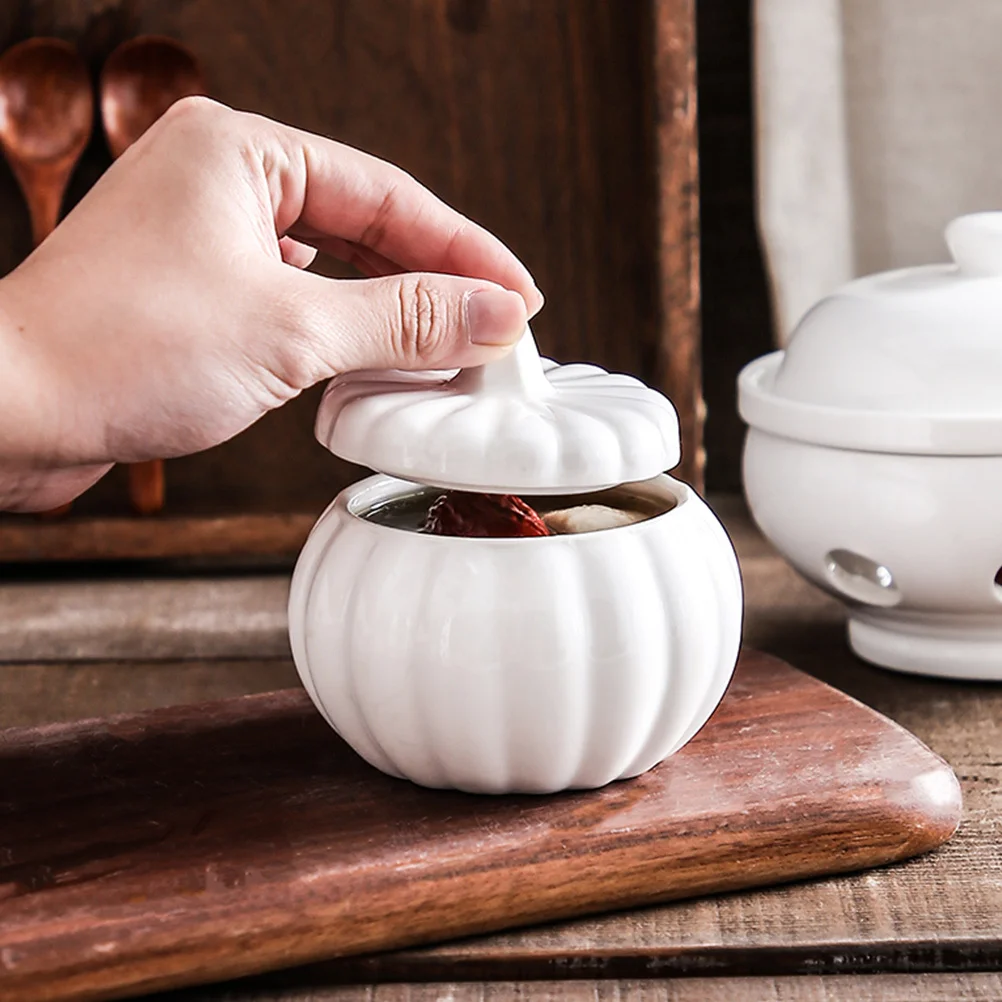 

Ceramic Soup Bowl with Lid Noodle Rice Porridge Breakfast Cup Kitchen Condiment Food Container Dinnerware Set