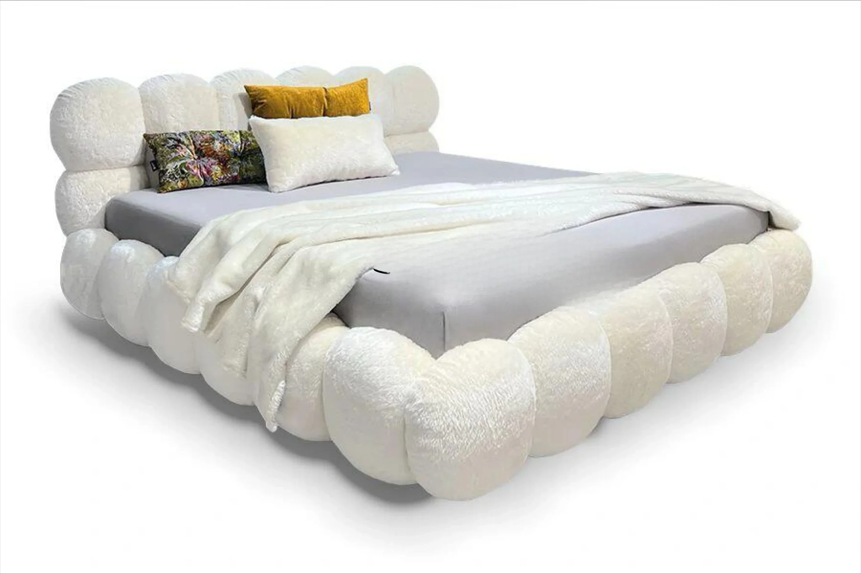 

JC French Cream Wind Minimalist Fabric Double Bed Stylish And Creative Modern Minimalist Soft Bag High PC And Console Game
