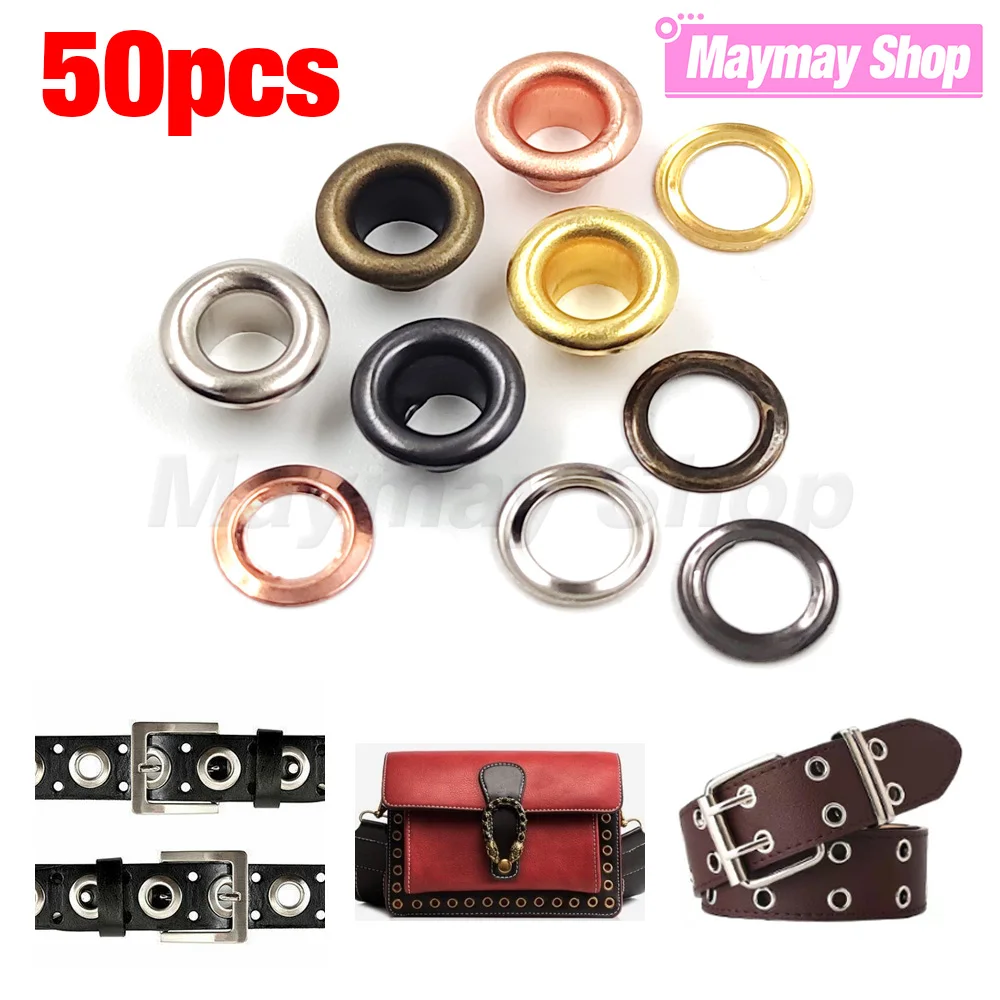 50 Stück Metall-Ösen mit Unterlegscheiben für Lederarbeiten, Reparaturen von Kleidung, Hüten, Gürteln, Schuhen und DIY-Projekten