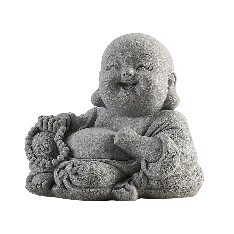 Lovely Maitreya Buddha tea pet ornaments home green sandstone desktop fish tank landscape potted landscape decorations.