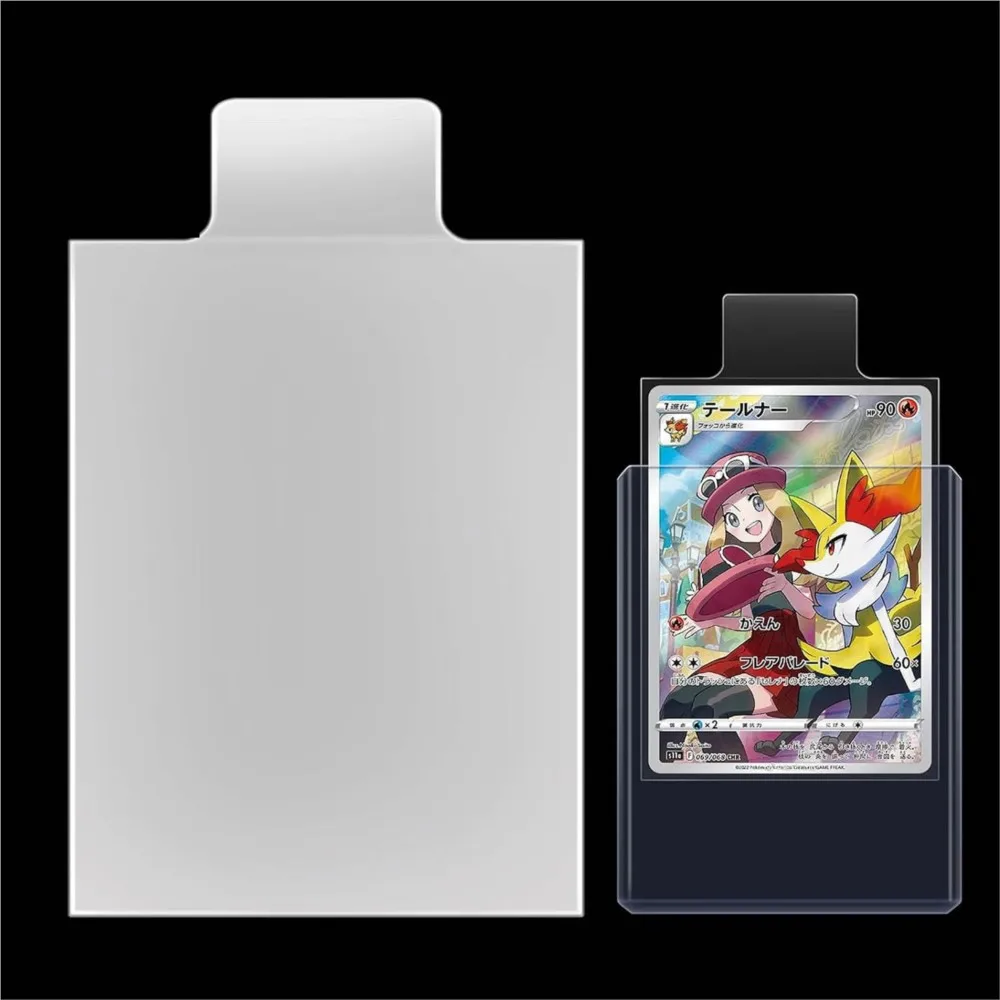 100-500Pcs Transparent Raised Tabbed Card Sleeves Protector 65*90mm For Pokemon PTCG TCG Trading Game Card Storage Pouches
