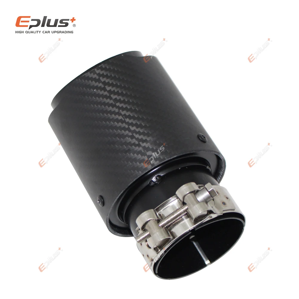 Car Matte Carbon Fiber Muffler Tip Universal Exhaust System Pipe Mufflers Nozzle Tip Straight Stainless Black