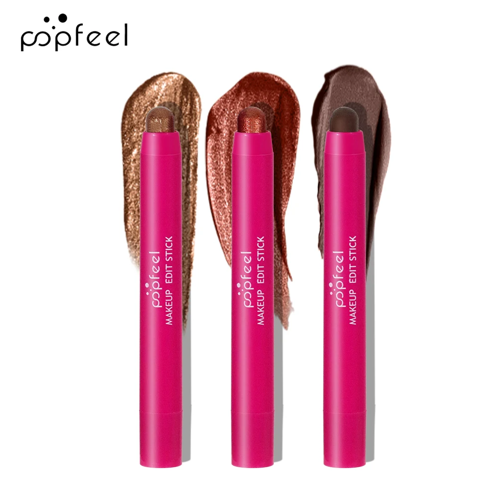 POPFEEL 3PCS Cream Eyeshadow Stick Set, Matte and Shimmer Eye Brightener Eye Pencil