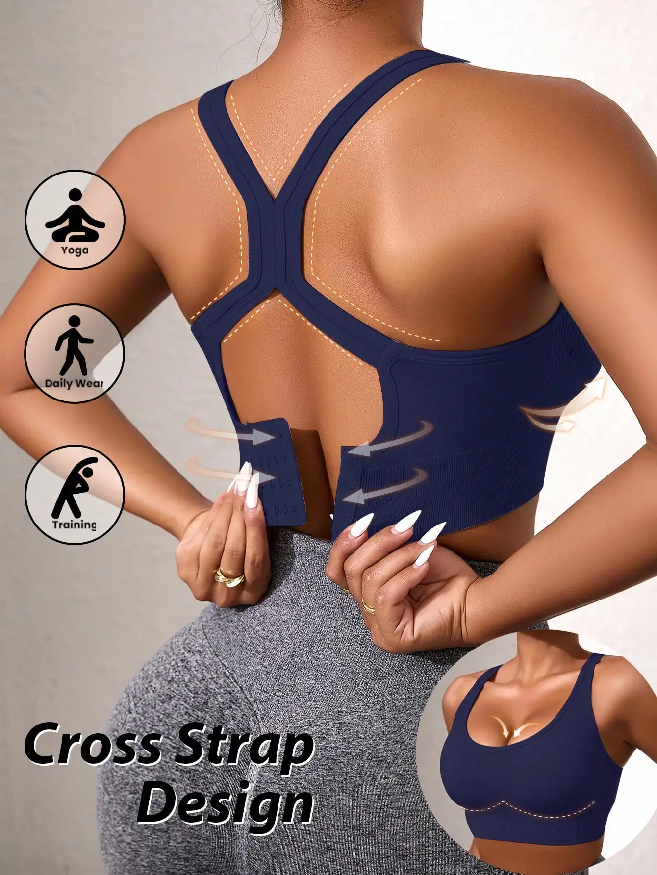 Women's Seamless Sports Bra Shockproof Push Up Running Yoga Bra Back BeautyThin Section Lift Armpit Bra, Wireless