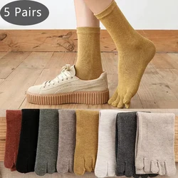 Calcetines cortos de algodón con cinco dedos para mujer y niña, medias lisas, transpirables, suaves y elásticas, Harajuku, gran oferta, 5 pares/lote