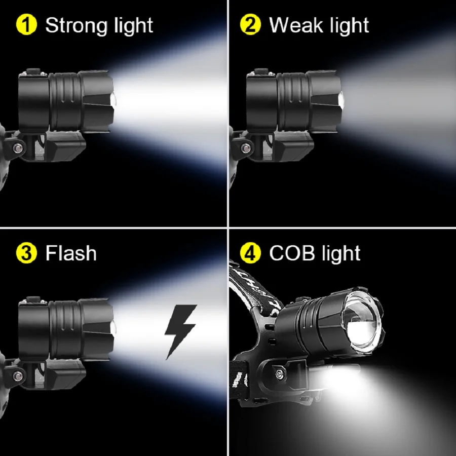 2025 أحدث ترقية XHP360 كشافات قوية المصباح 18650 عالية الطاقة رئيس مصباح يدوي XHP160 USB أضواء مصباح الرأس القابلة لإعادة الشحن