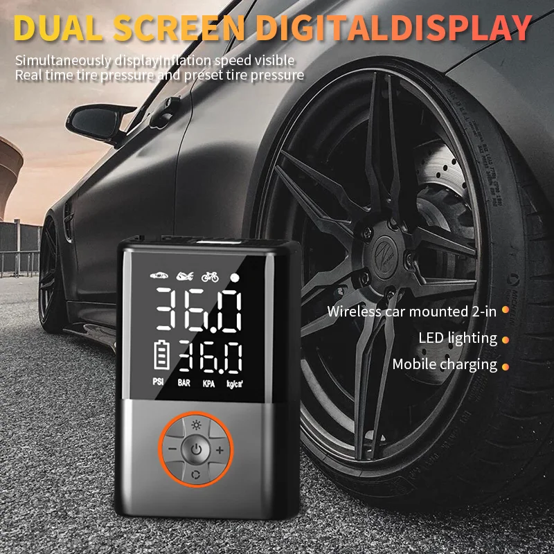 مضخة هواء للسيارة من LEIBOO ضاغط هواء محمول قابل للنفخ للسيارات والدراجات النارية ومنفاخ إطارات كهربائي مع مصدر طاقة مزدوج #2