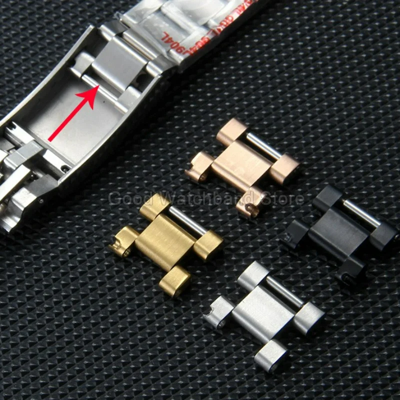 Tone Oyster Tail Connector with Through Pin Slot Watch Band Spare for Rolex GMT Master Datejust Black Submariner 9x16mm