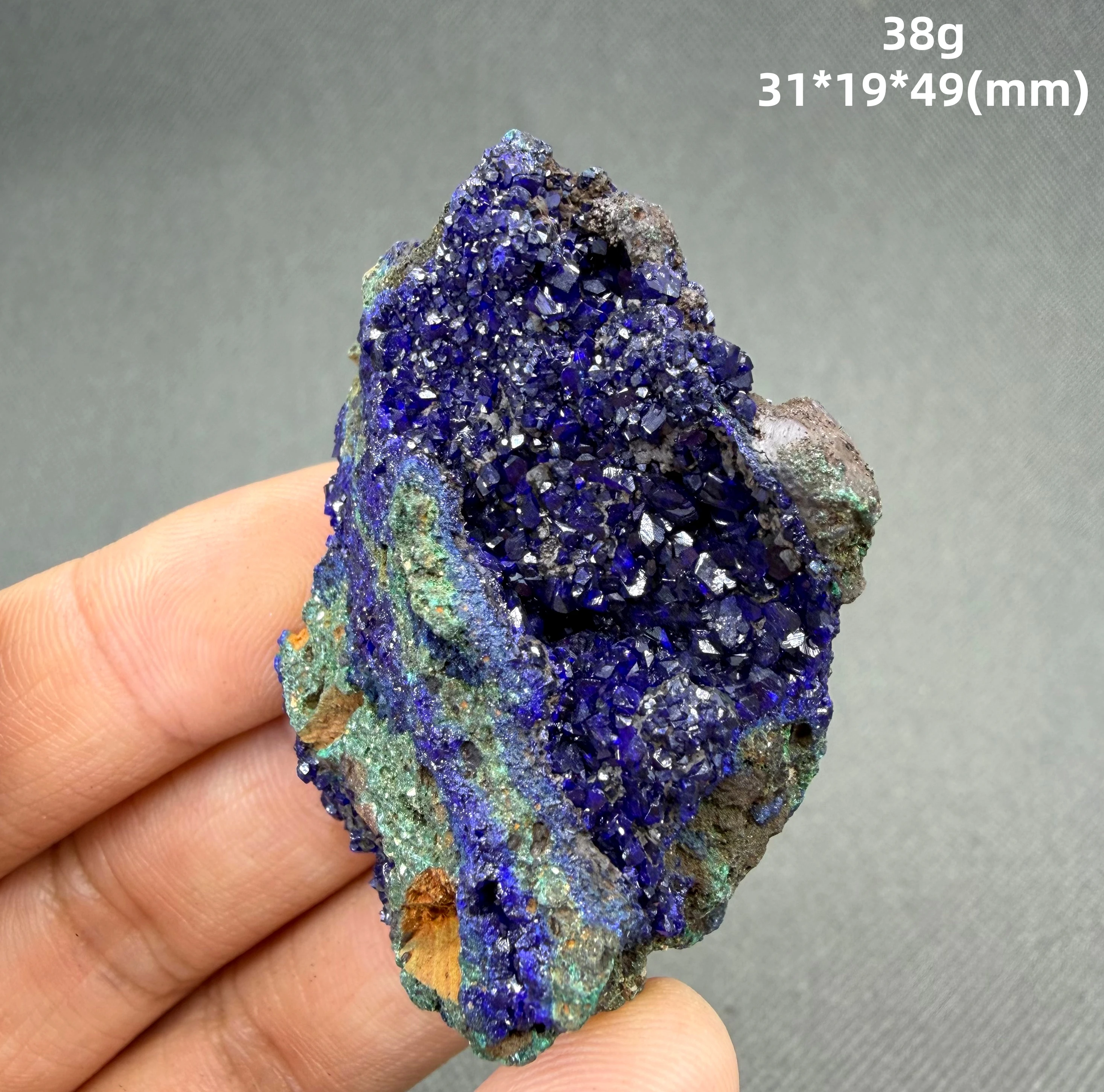 38g Azurite with Malachite – Intergrown Copper Minerals – Deep Blue + Velvet Green – Natural Specimen – 100% Natural
