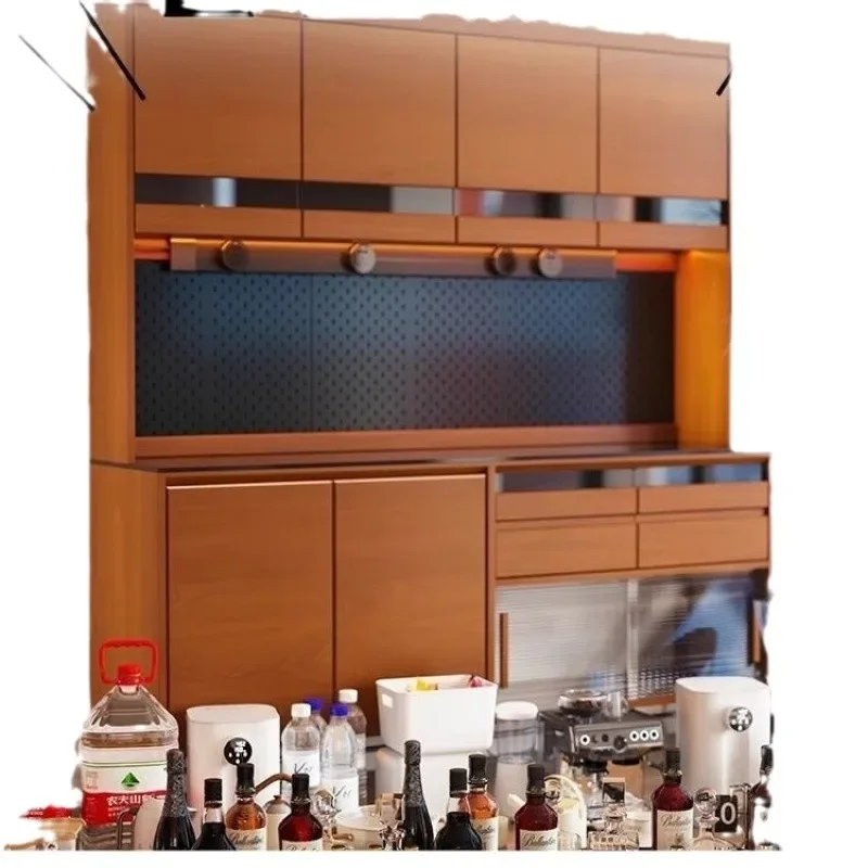 

Nordic retro dining side solid wood locker, living room medieval kitchen home rock slab tea cabinet