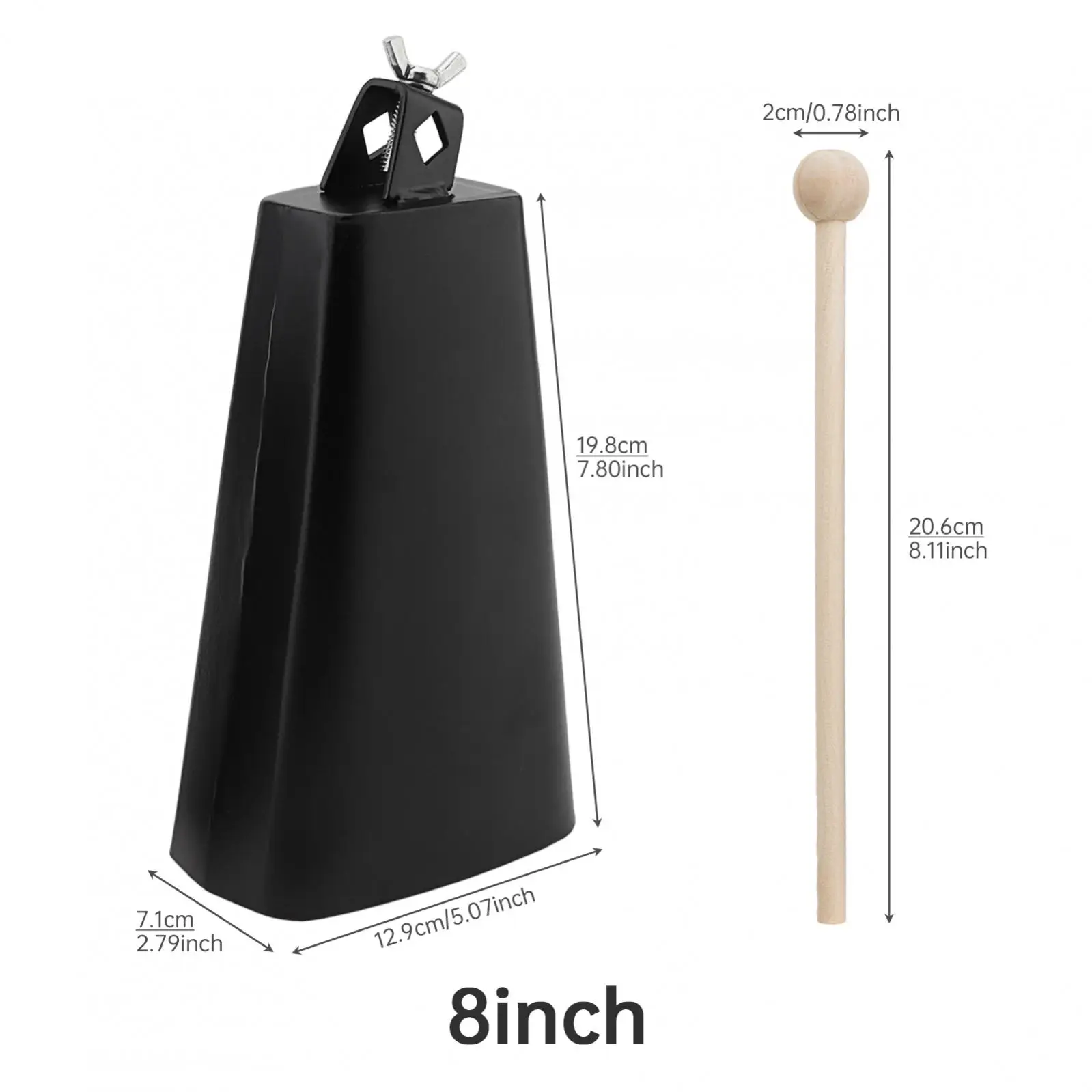 6 / 8 inch Metal Iron Noise Makers Cow Bell for Bass Drum Hoop Up or Down Drum Key, Hand Percussion Cowbell