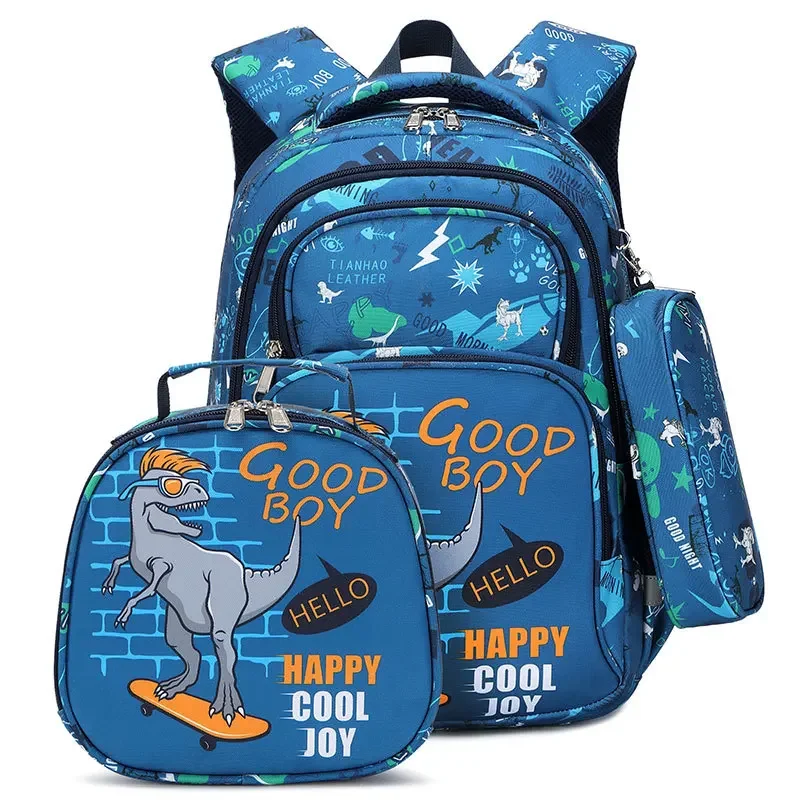 

School Bags for Child School Backpacks For Teenager Girls Boys Cartoon Dinosaur Anime Backpack Lunch box With pencil Case