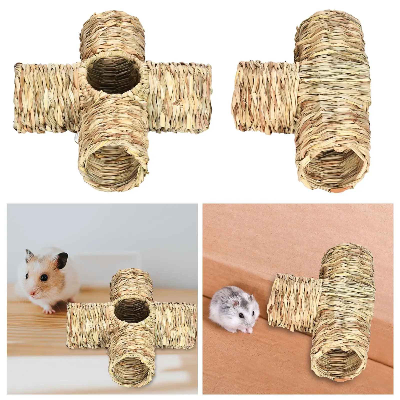 Hamster Grass Tunnel Toy Durable Straw House for Rats Little Rabbit Hedgehog