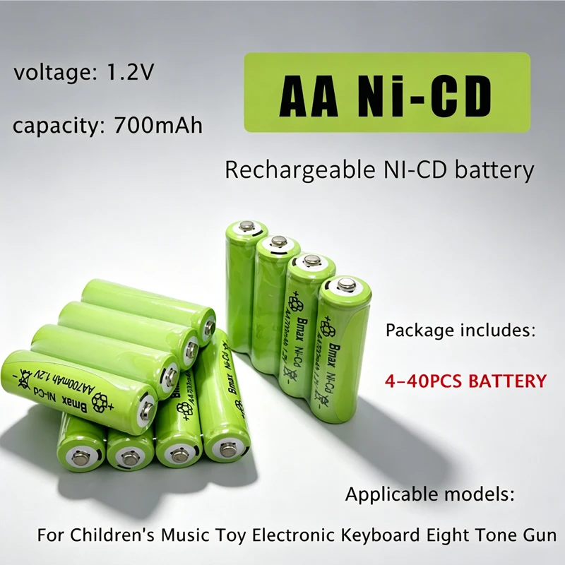 AA Rechargeable Battery 1.2V Ni-Cd Can Be Recharged 500 Time Children's Music Toy Electronic Keyboard Eight Tone Gun Accessories