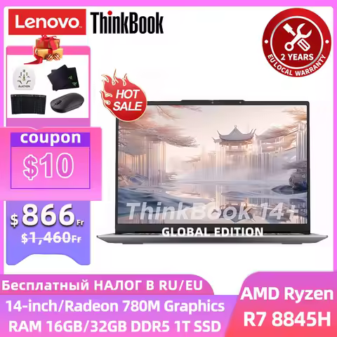 2024 Lenovo Laptop ThinkBook 14+ AMD R7 8845H Radeon 780M 16G/32GB RAM 1TB SSD 14.5inches 2.5K/3K 90Hz/120Hz 400nits Notebook PC