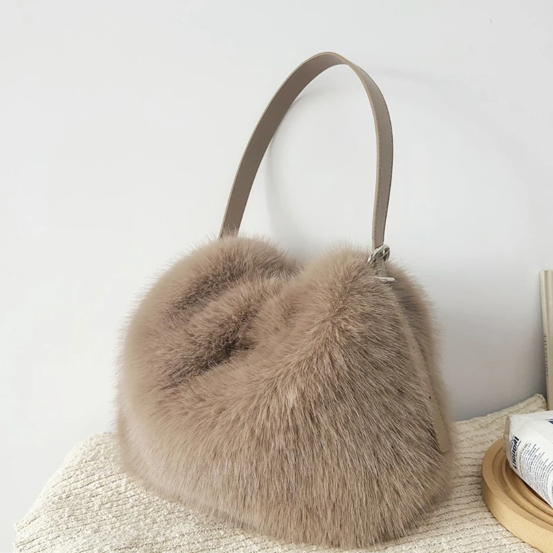

Роскошные женские плюшевые сумки на плечо из искусственного меха, женская большая сумка высокого качества подмышками, зимняя модная женская сумка-тоут, сумки