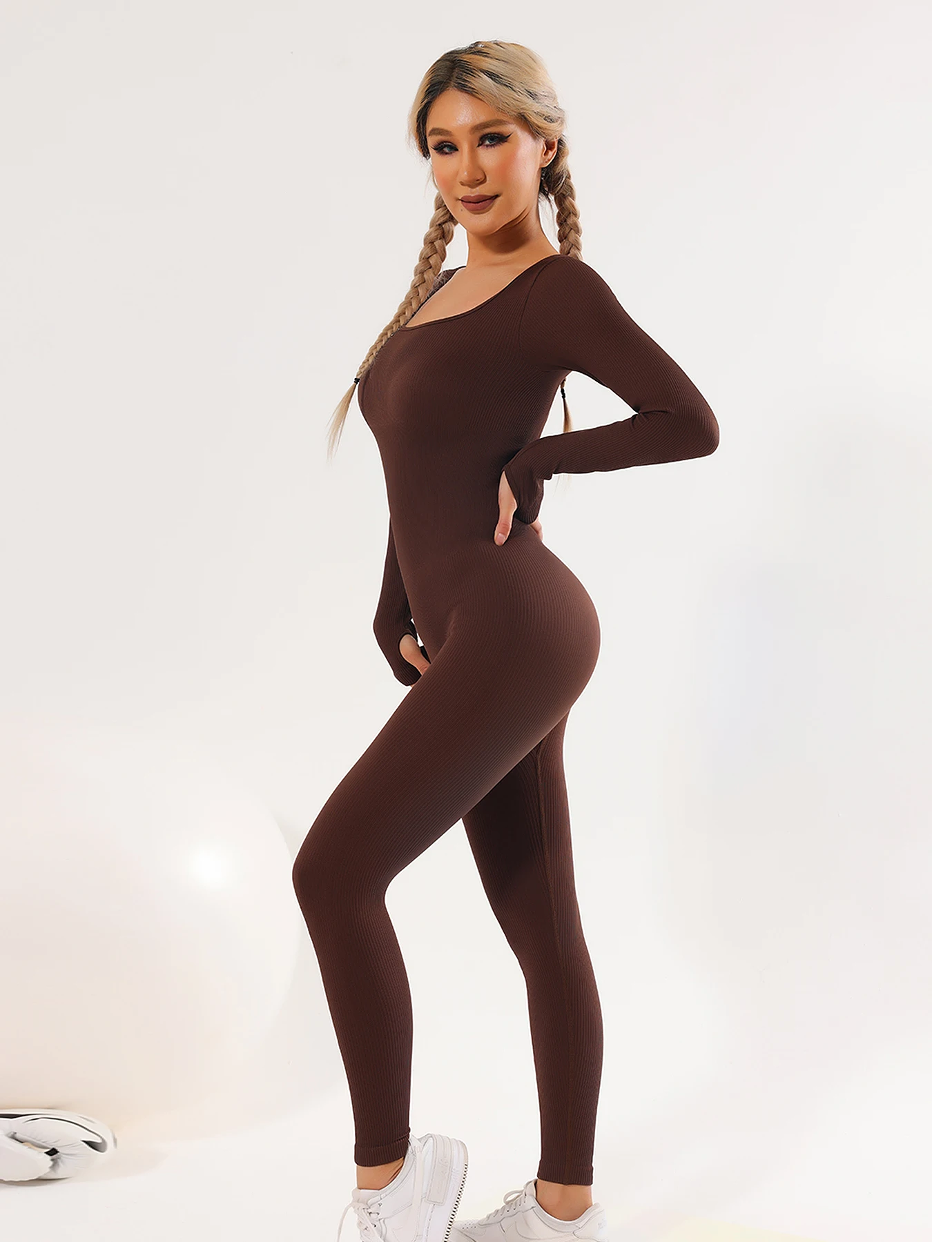 Bodycon Seamless Ribbed Yoga Workout Jumpsuit Romper 7065